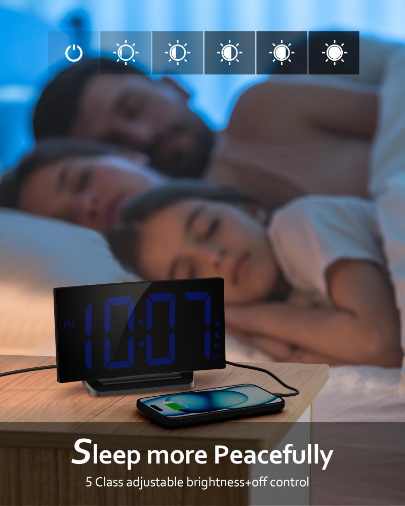 GOLOZA Upgraded Digital Alarm Clock for Bedrooms, Digital Clock with Customizable Night Mode, 5 Levels Brightness+Off, 2 Volume, 3 Alarm Tones, Snooze, USB Charging Port, Power-Off Memory, 12/24H/DST - Image 4