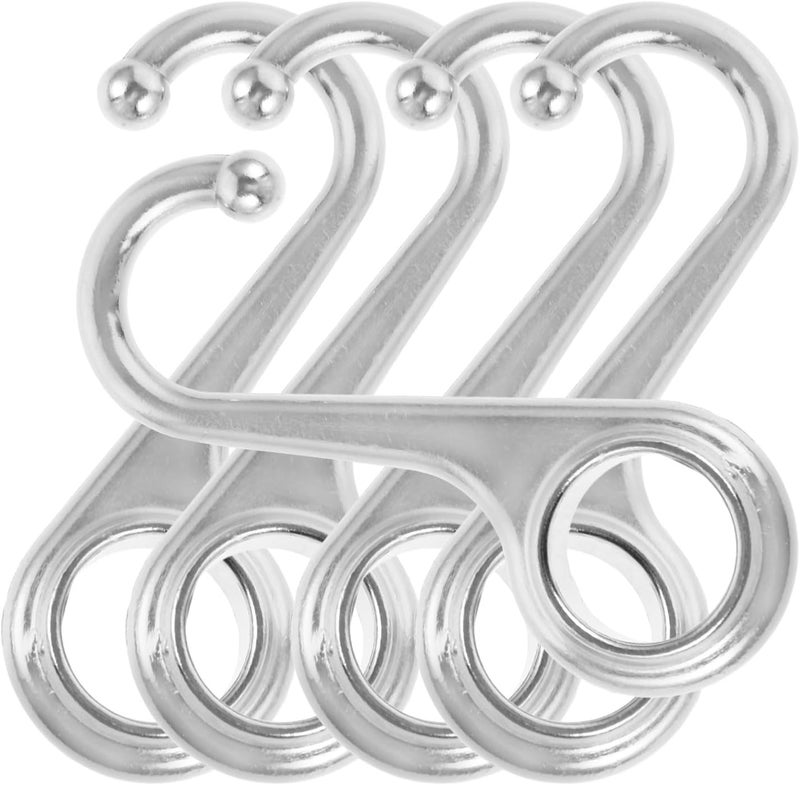 5pcs Multipurpose Metal S Hooks Heavy Duty Anti-Slip Kitchen Bathroom Utility Hooks for Hanging Towels Hats Bags in Silver Finish for Home Organization - Image 1