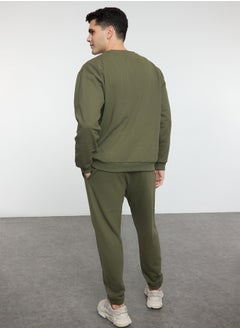 trendyol Khaki Oversize / Wide Cut Text Printed Tracksuit TMNAW25EM00009  - Image 5