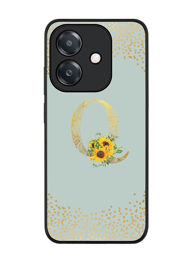 Stylizedd For Oppo A5i Case,Slim fit Camera Protection, Shockproof Thin Phone cover  - Custom Floral Monogram - Q  (Light Grey )