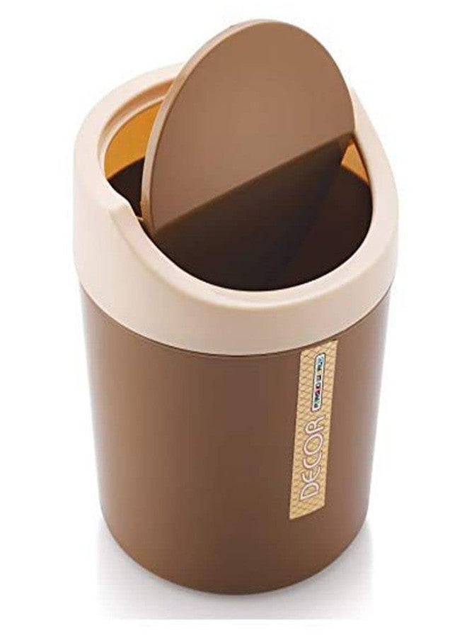 PUTHAK Plastic Mini Waste Bin Desktop Garbage Basket Home Table Swing-Lid Trash Can Dustbin For Office Home Work Place (Size/Inches 5.3 * 5.7, 2L, Multicolor) - Image 1