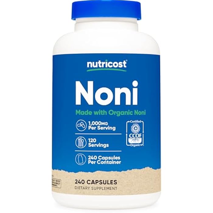 Nutricost Noni Capsules 500mg 240 Capsules - CCOF Certified Made with Organic Noni, Non-GMO, Gluten Free - Image 1