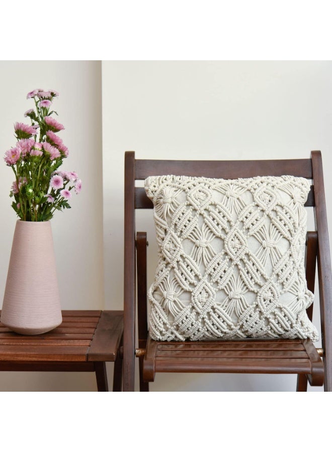 HMK CRAFTS غطاء وسادة مكرمية مودرن بتصميم بوهيمية كثيفة، كيس وسادة زينة من الخيوط الطبيعية للديكور الريفي - Image 1