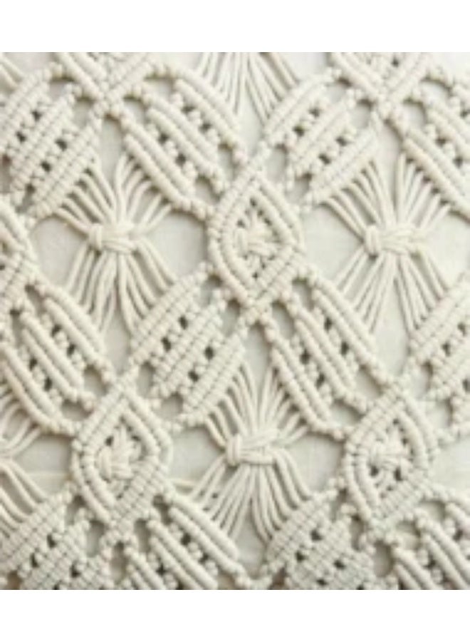HMK CRAFTS غطاء وسادة مكرمية مودرن بتصميم بوهيمية كثيفة، كيس وسادة زينة من الخيوط الطبيعية للديكور الريفي - Image 2