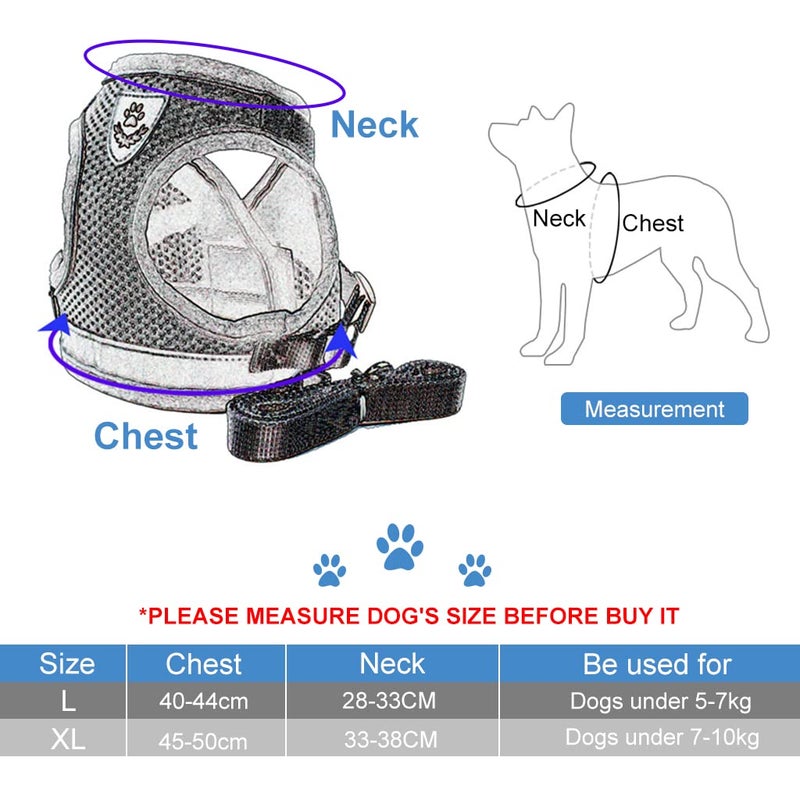 Qpets® حزام صدر للكلاب مع طوق بطول 1.2م قابل للتعديل للكلاب الصغيرة حزام صدر مصنوع من قماش شبكي قابل للتنفس مع شريط عاكس للسلامة لحزام الكلاب (XL، أحمر) - Image 5