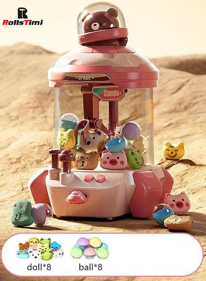 RollsTimi  Children Mini Claw Machine Toys Cartoon Rocket Automatic Coin Operated Play Game Arcade Crane Doll Machines,Pink - Image 1