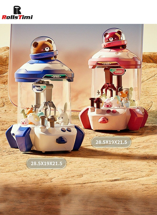 RollsTimi  Children Mini Claw Machine Toys Cartoon Rocket Automatic Coin Operated Play Game Arcade Crane Doll Machines,Pink - Image 4