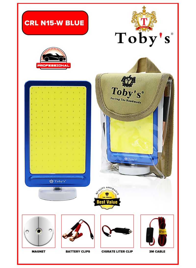 توبيز توبي CRL-N15-W أزرق مع ضوء طريق مرن محمول للعمل، فانوس LED للتخييم متعدد الألوان مع قاعدة مغناطيسية بقوة 20 وات ودرجة حرارة اللون 6500 ك.
