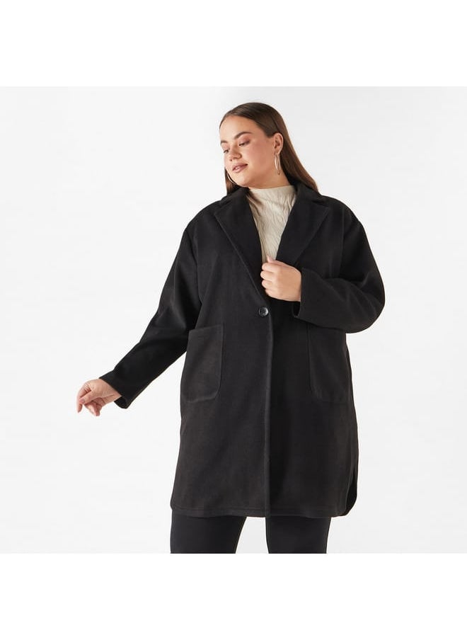 Ulla Popken Plus Size Ulla Popken Solid Overcoat with Button Closure  - Image 1