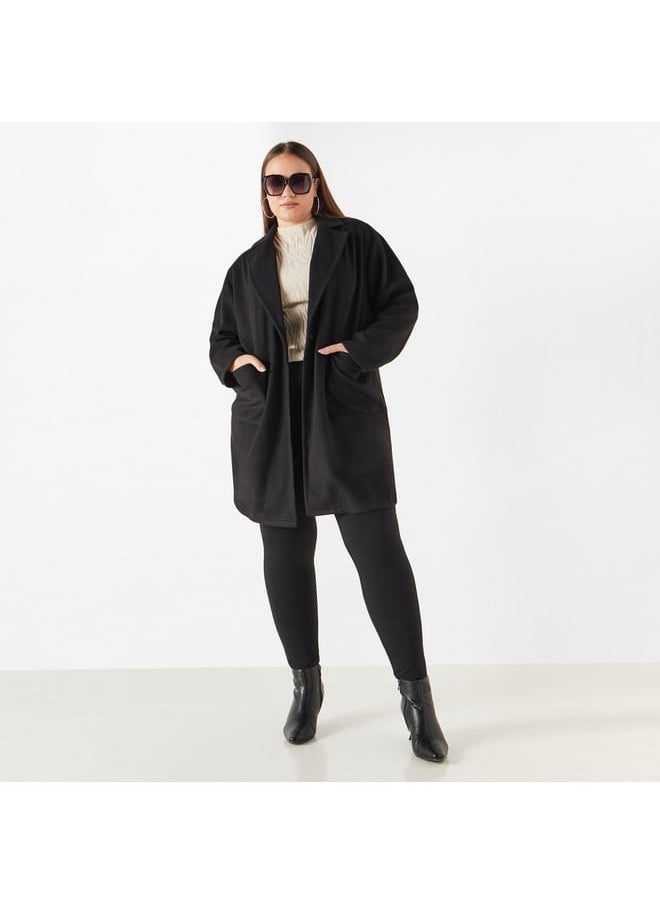 Ulla Popken Plus Size Ulla Popken Solid Overcoat with Button Closure  - Image 2