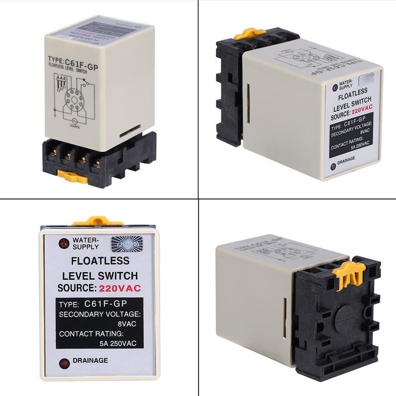 Hilitand مستشعر مستوى الماء السائل، مفتاح مستوى بدون عائم، C61F-GP AC220V 50HZ/60HZ جهاز تحكم مستوى السائل مع قاعدة لصناعة المياه - Image 4