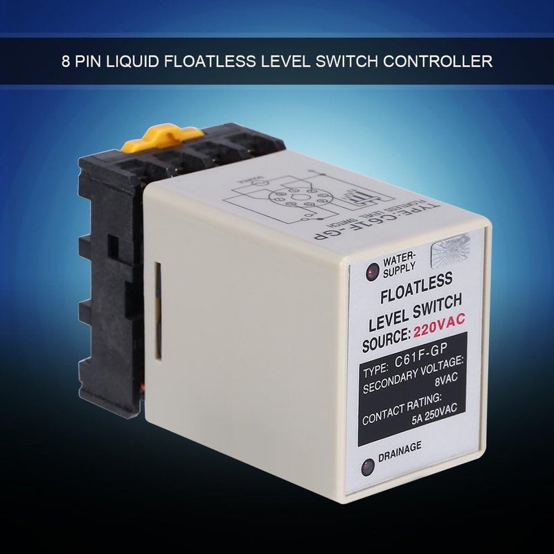 Hilitand مستشعر مستوى الماء السائل، مفتاح مستوى بدون عائم، C61F-GP AC220V 50HZ/60HZ جهاز تحكم مستوى السائل مع قاعدة لصناعة المياه - Image 2