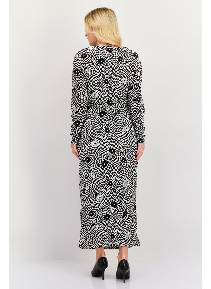 Women Abstract Print Midi Dress, Black - pzsku/ZA48F002E815A0DA9D66AZ/45/_/1739715280/60d72301-cbc8-40c5-b9c2-7aff35c9bad3