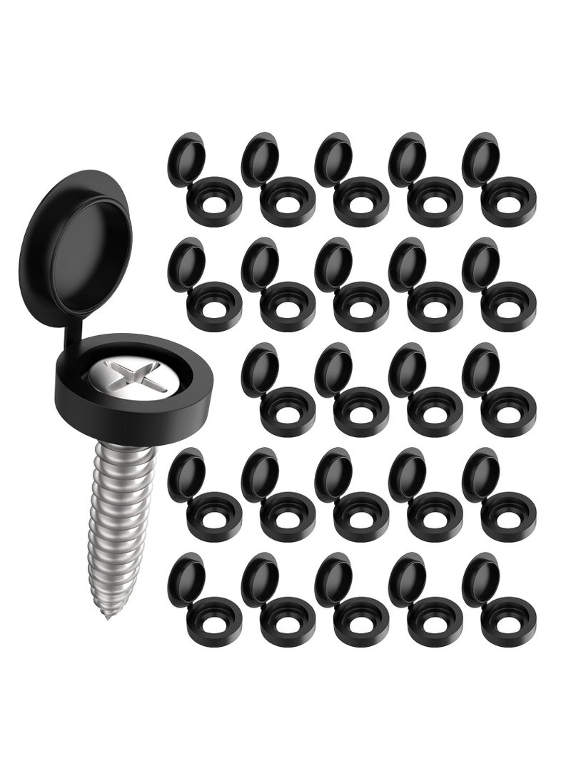 Oasisgalore 100-Pack Black Plastic Hinged Screw Caps Screw Covers for M3/M4 Heads - Image 1
