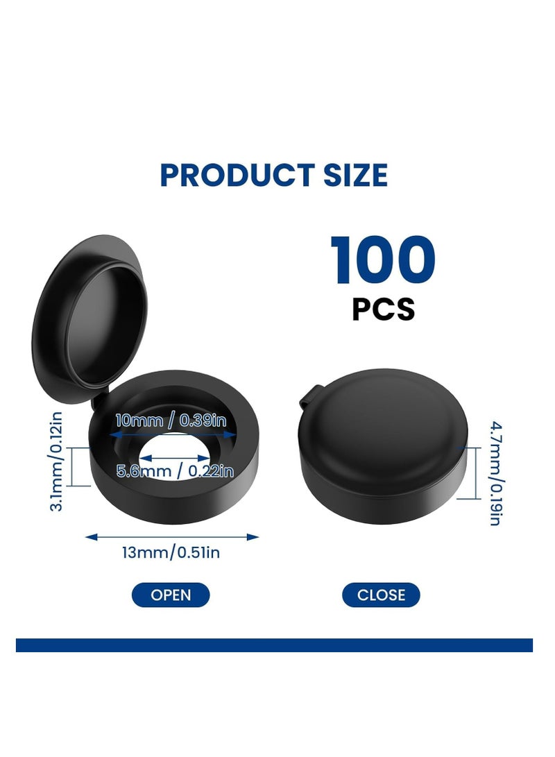 Oasisgalore 100-Pack Black Plastic Hinged Screw Caps Screw Covers for M3/M4 Heads - Image 2