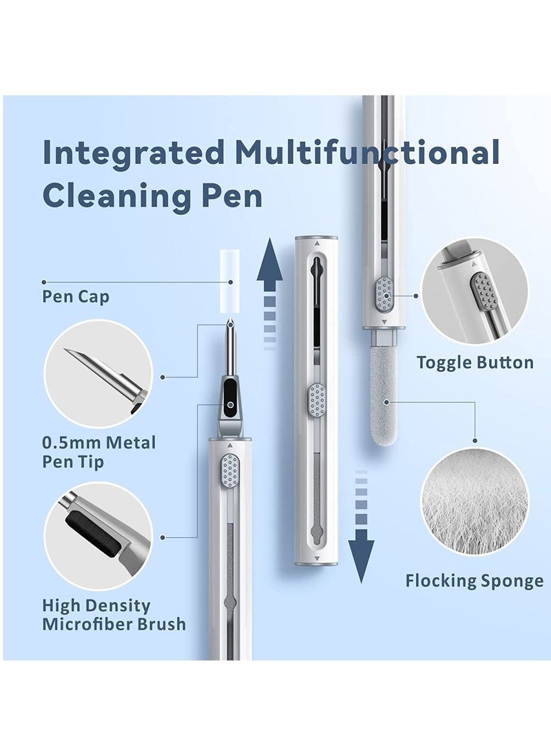 ELTRAZONE Cleaner Kit for Airpods Pro 1 2 Multi-Function Cleaning Pen Soft Brush for Bluetooth Earphones Case, Wireless Earphones, Wireless Earbuds Cleaning Tools for Huawei Samsung MI Earbuds-White - Image 1