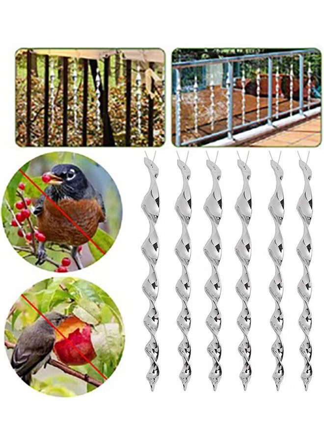 10 قطع منعكسات طاردة للطيور قضبان التخويف، تعليق قضبان بلاستيكية فضية عاكسة جهاز ردع الطيور، حديقة مزرعة ديكورتيف -فضة - Image 3