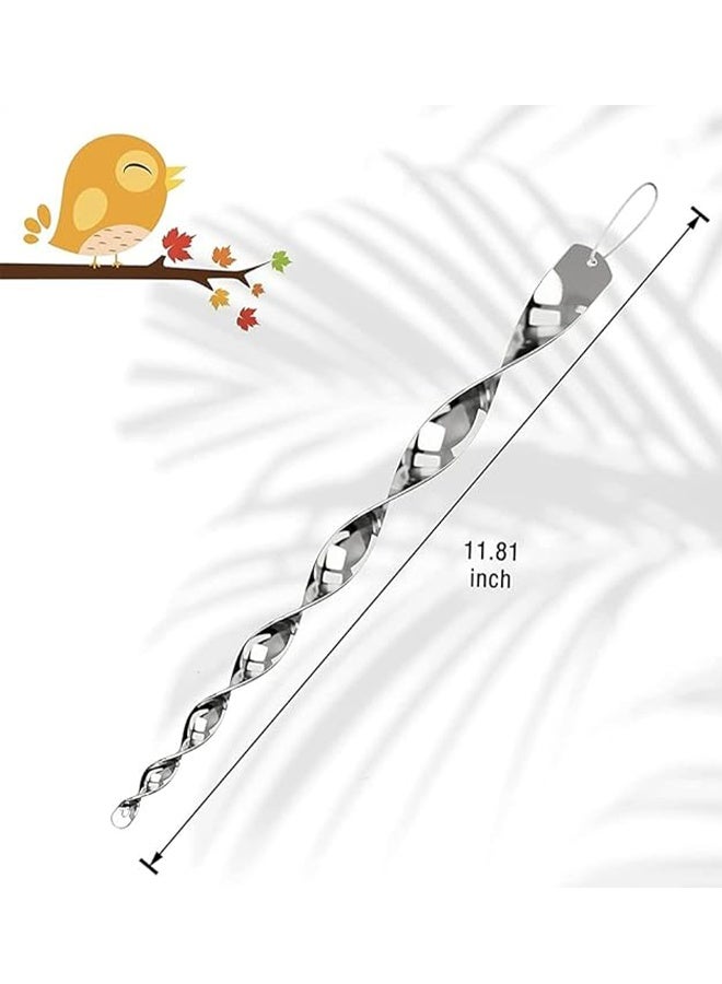10 قطع منعكسات طاردة للطيور قضبان التخويف، تعليق قضبان بلاستيكية فضية عاكسة جهاز ردع الطيور، حديقة مزرعة ديكورتيف -فضة - Image 2