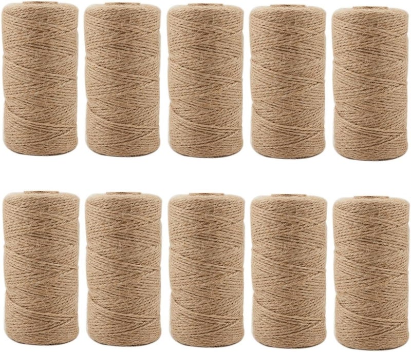 IlikeEC Jute Twine 3280 Feet 2mm 3Ply Natural Arts Crafts Jute Rope Durable Packing String for Gardening Applications(10pcs x 328feet) - Image 1