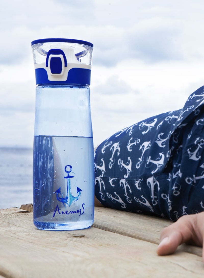 Anemoss Water Bottle 600ml 20oz, Anchor Pattern Tritan BPA Free, Healthy and Exclusive Design, Multi-functional and Durable Beverage Bottle, Ideal for Sports and Travel, Leakproof, Blue Color - Image 5