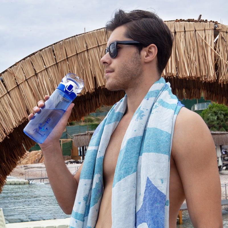 Anemoss Water Bottle 600ml 20oz, Anchor Pattern Tritan BPA Free, Healthy and Exclusive Design, Multi-functional and Durable Beverage Bottle, Ideal for Sports and Travel, Leakproof, Blue Color - Image 5