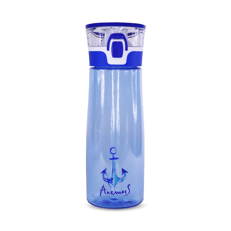 Anemoss Water Bottle 600ml 20oz, Anchor Pattern Tritan BPA Free, Healthy and Exclusive Design, Multi-functional and Durable Beverage Bottle, Ideal for Sports and Travel, Leakproof, Blue Color - Image 1