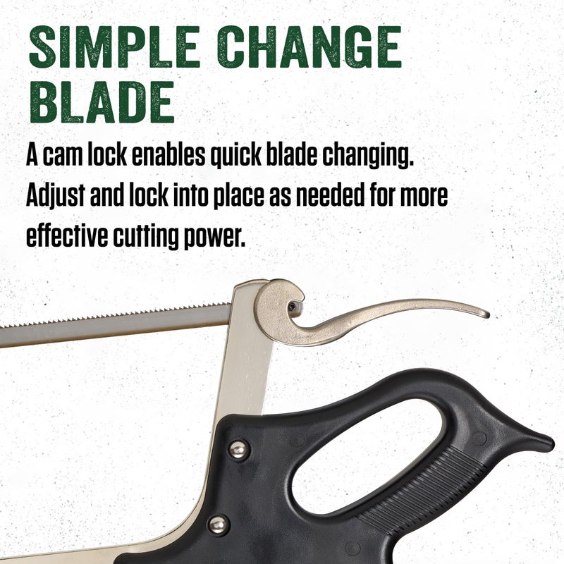 LEM Products 16" Meat Saw with Tightening Cam, Heavy Nickel-Plated Frame, Black Handle - Image 4