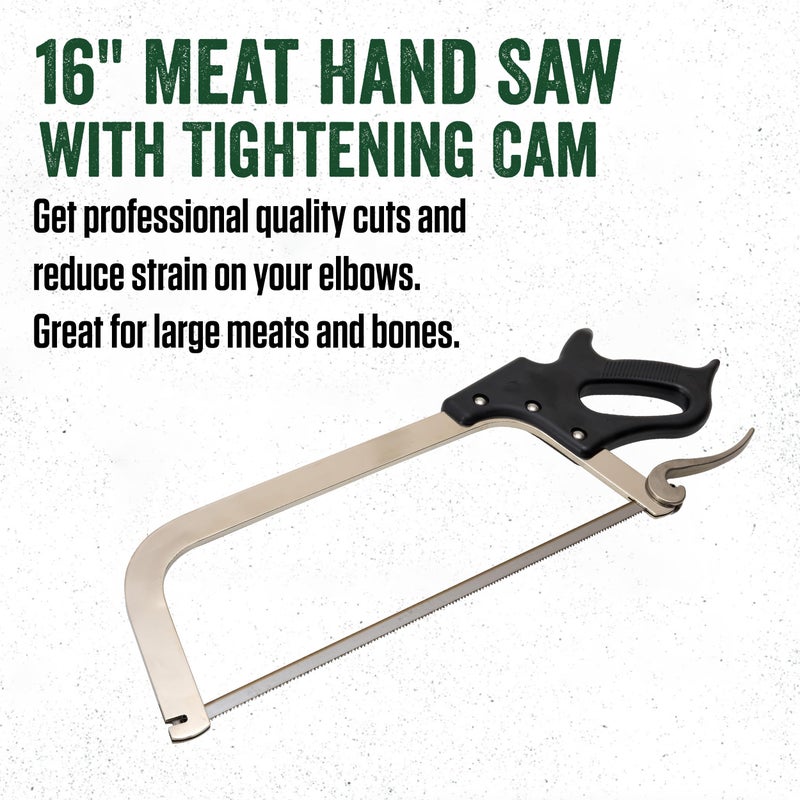 LEM Products 16" Meat Saw with Tightening Cam, Heavy Nickel-Plated Frame, Black Handle - Image 2