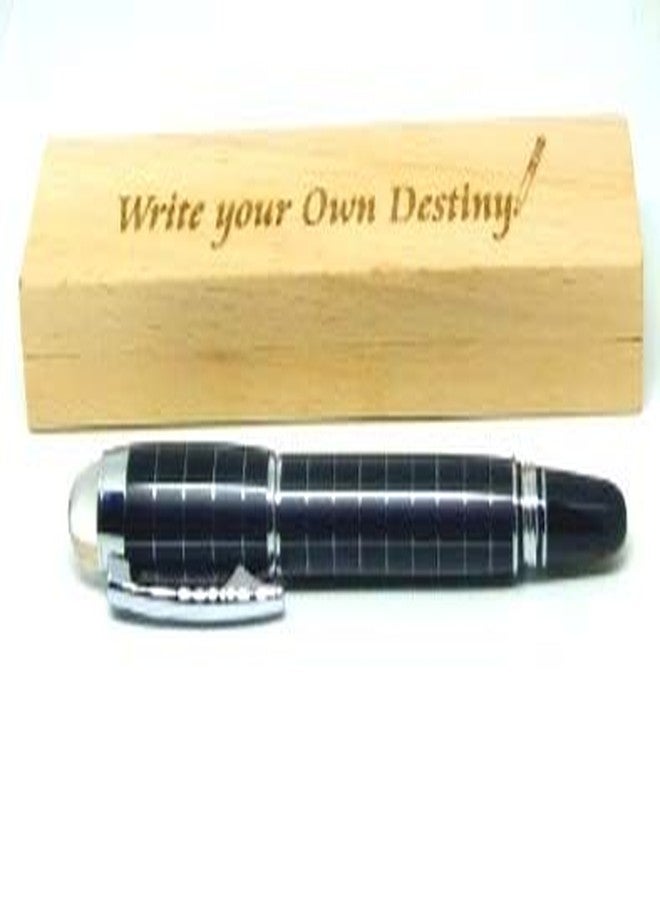 Smart World Starwalker Black Checks Roller ball pen & Motivational wooden box engraved -Best for gifting to Students,birthdays,corporate gift,Boss,employees,Doctors,Advocates. - Image 1
