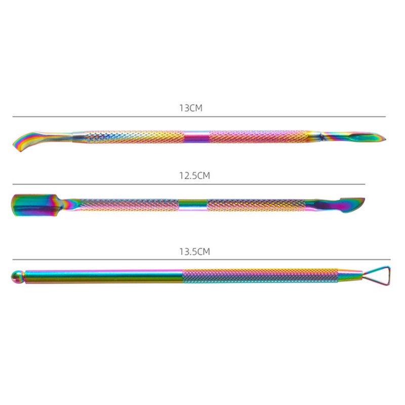 3Pcs/Set Stainless Steel Double Head Cuticle Pusher Dead Skin Push Remover for Pedicure Manicure - Image 3