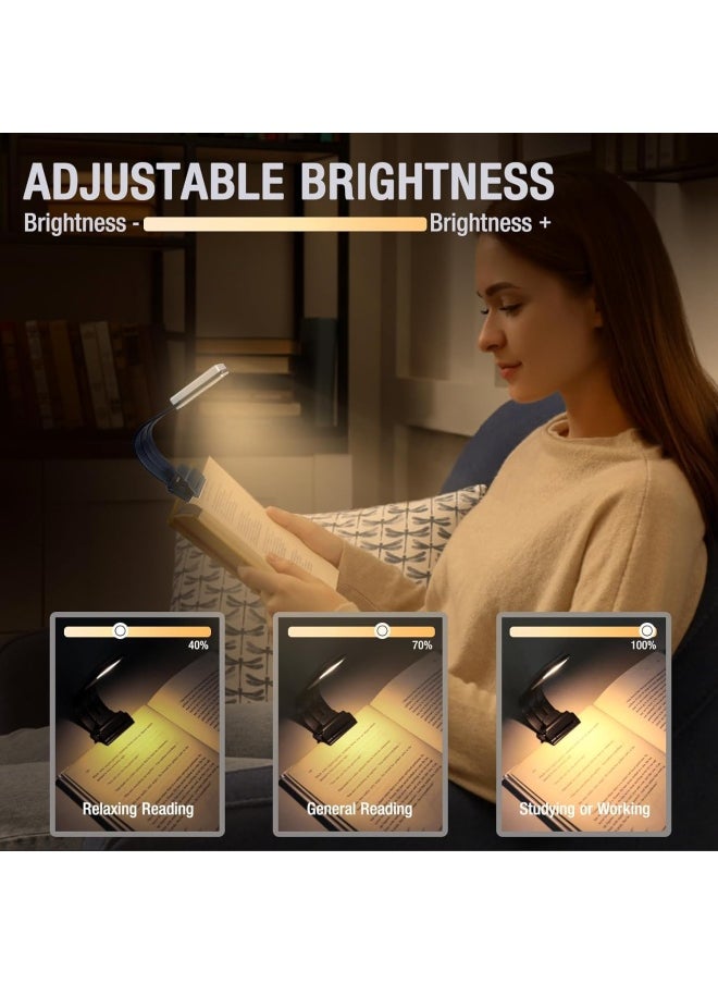 LuminoLite 3000K Warm LED Bookmark Book Light Reading Lights for Reading in Bed Adjustable 4-Level Brightness Soft Light Easy for Eyes Built-in USB Cable Easy Charge. Perfect for Avid Readers