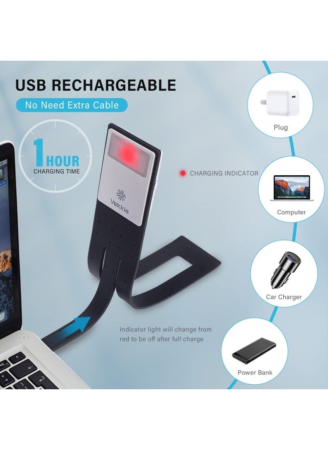 LuminoLite 3000K Warm LED Bookmark Book Light Reading Lights for Reading in Bed Adjustable 4-Level Brightness Soft Light Easy for Eyes Built-in USB Cable Easy Charge. Perfect for Avid Readers