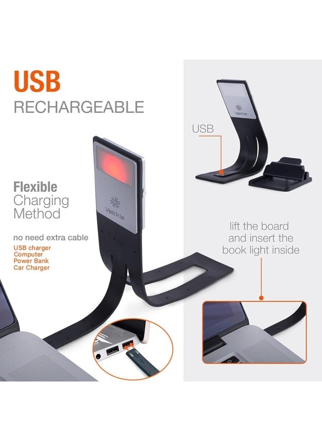 LuminoLite 3000K Warm LED Bookmark Book Light Reading Lights for Reading in Bed Adjustable 4-Level Brightness Soft Light Easy for Eyes Built-in USB Cable Easy Charge. Perfect for Avid Readers