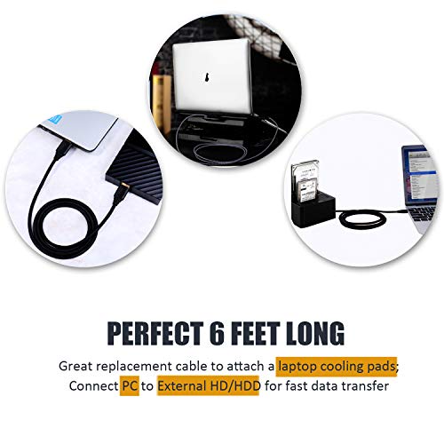 Besgoods USB 3.0 Cable Male to Male, 2-Pack Braided 6ft USB to USB Cable Type A Male Double End USB Cord Compatible Hard Drive Enclosures, DVD Player, Laptop Cooler - Black … - Image 3
