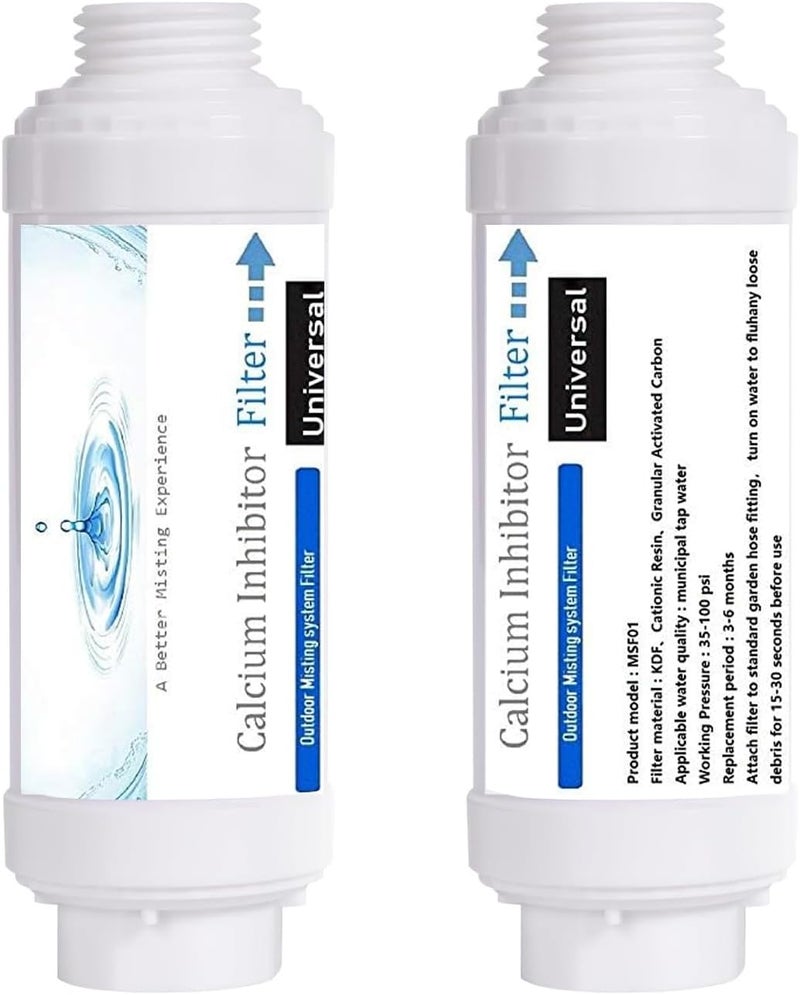 RUITN Misting System Calcium Inhibitor Filter for Patio Misters NSF certification Inline Water Soften Filter Effectively Reduce Hardness Spots, Soften Water, Upgraded Formula (PACK OF 2) - Image 1