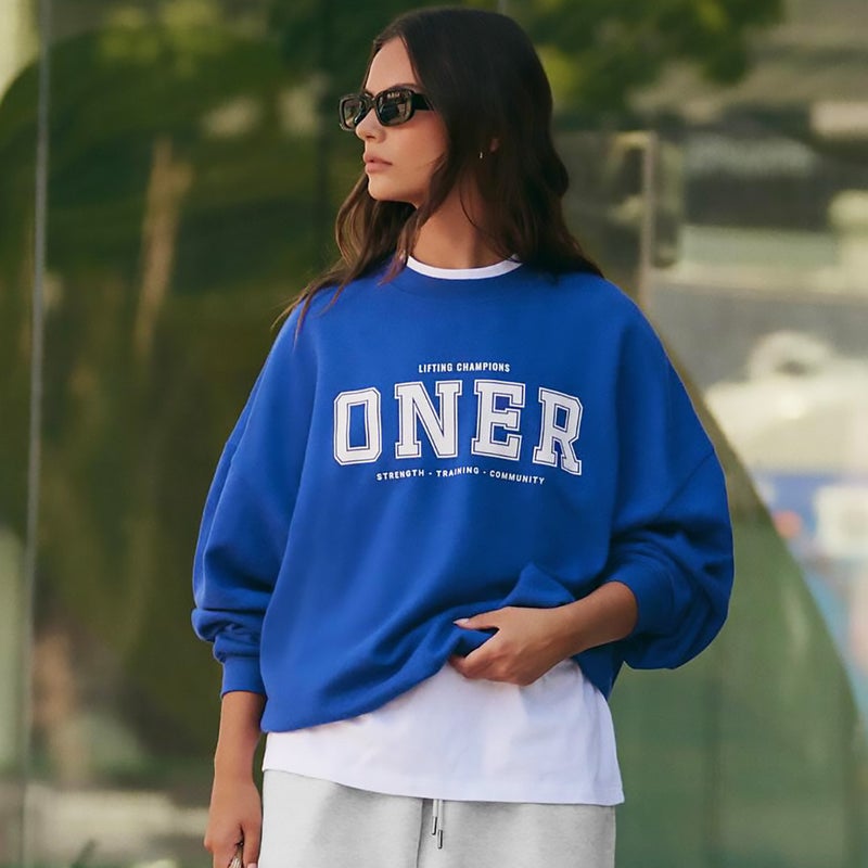 Oner New Round Neck Oversize Fleece-lined Cotton Sweatshirt - Versatile Sportswear for All Seasons - Image 2