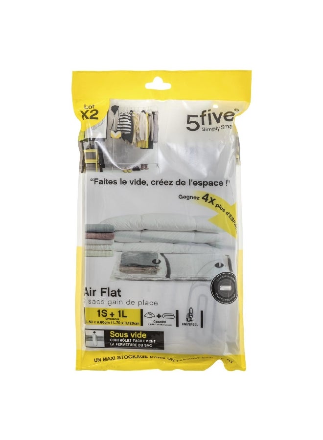 Five Simply Smart 2-Piece Air-Flat Zipper Closure Vacuum Storage Bag Set Clear 120 x 1.8 x 70 cm 102970 - Image 5