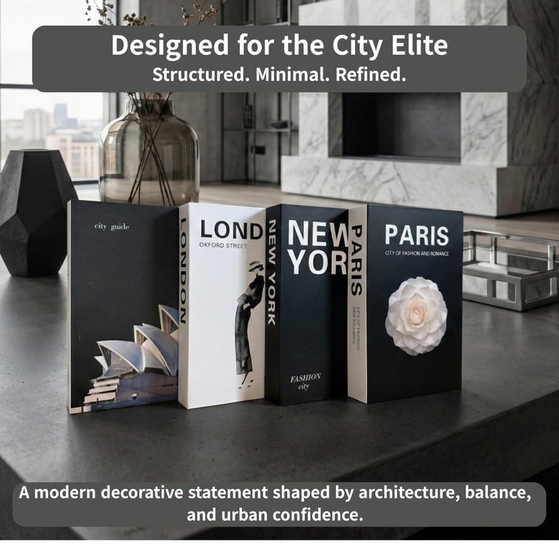 PROBENEX Urban Large | 4 PCS Faux Decorative Books for Home Decor | Not Real Books (Cardboard Boxes) | Coffee Table, Shelf Styling & Modern Aesthetic Accent Pieces for Living Room (L_Urban_Large) - Image 5