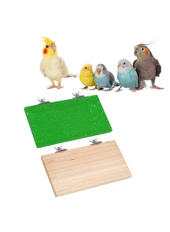 سايج سكوير منصة رمل خشبية مصنوعة من الخشب الطبيعي، مجموعة من اثنين (12*4.5 بوصة ورمل 12*4.5 بوصة) حامل مجثم على شكل مستطيل، ملحقات القفص، لعبة مرحة، مناسبة للطيور والببغاوات والبادجي - Image 1