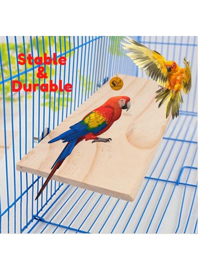 سايج سكوير منصة رمل خشبية مصنوعة من الخشب الطبيعي، مجموعة من اثنين (12*4.5 بوصة ورمل 12*4.5 بوصة) حامل مجثم على شكل مستطيل، ملحقات القفص، لعبة مرحة، مناسبة للطيور والببغاوات والبادجي - Image 2