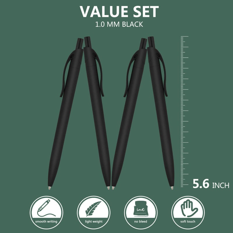 Deegtran 100 Pack No Bleed Black Barrel Click Pens, Wholesale Retractable Ballpoint, Medium Point, Smooth Ink, 1.0MM Black Ink - Image 2