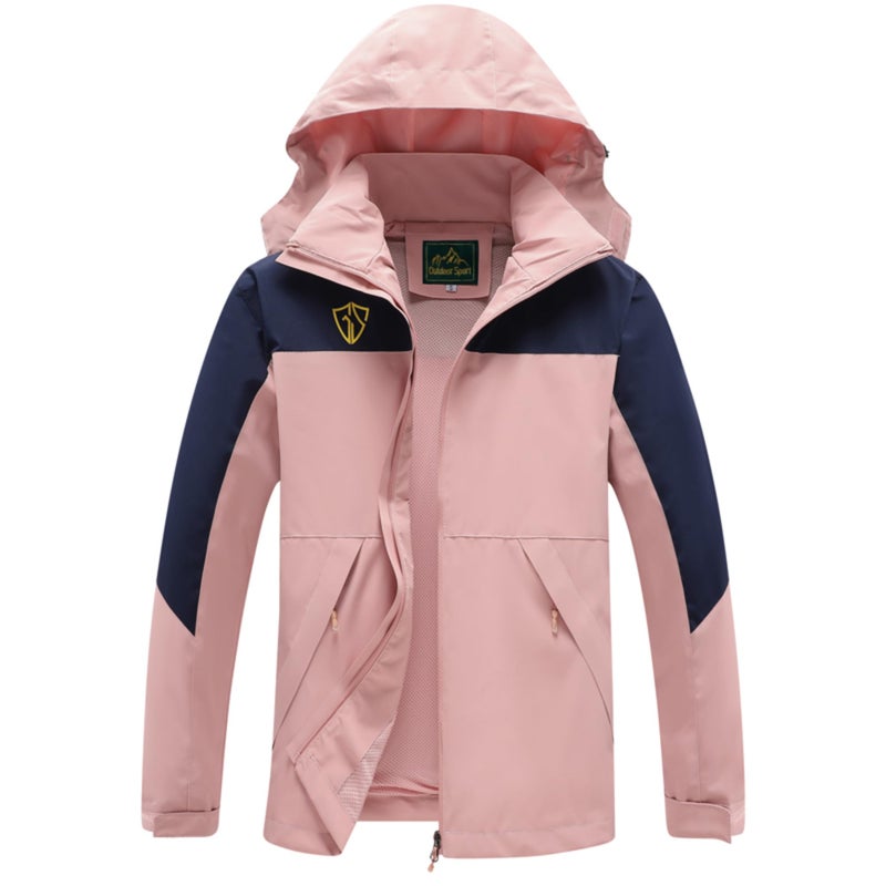 GIISAM Rain Jacket for Women, Women's Waterproof Lightweight Rain Jackets Packable Raincoat Windbreaker Coat with Hood(Pink,L) - Image 1