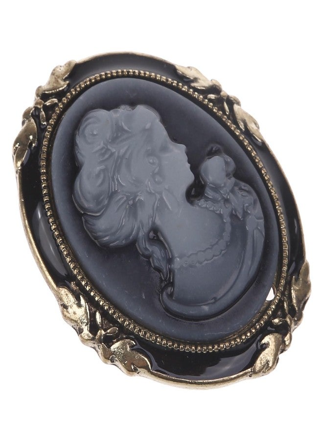 Zaagot 1pc Queen Lady Vintage Victorian Cameo Black Enamel Bronze Brooch Pin - Image 3