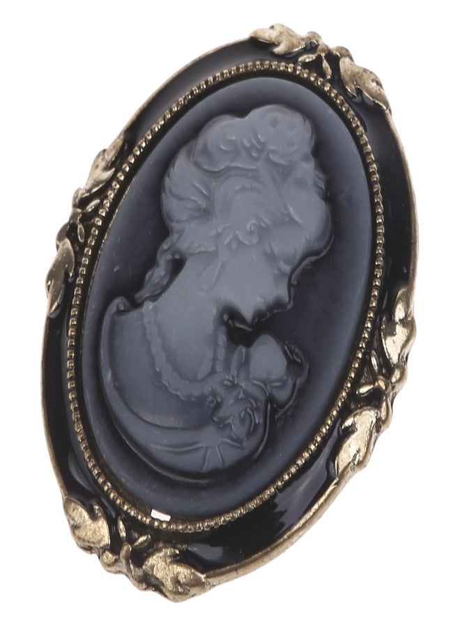 Zaagot 1pc Queen Lady Vintage Victorian Cameo Black Enamel Bronze Brooch Pin - Image 2
