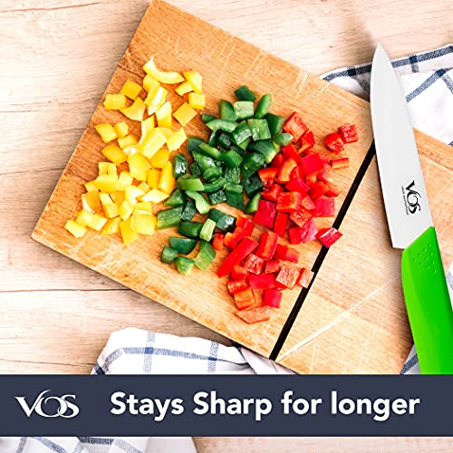 Vos Ceramic Paring Knife - 4 Inch Zirconia Blade With Sheath Cover - Handle Fruit and Vegetables Kitchen Knife (Green) - Image 3