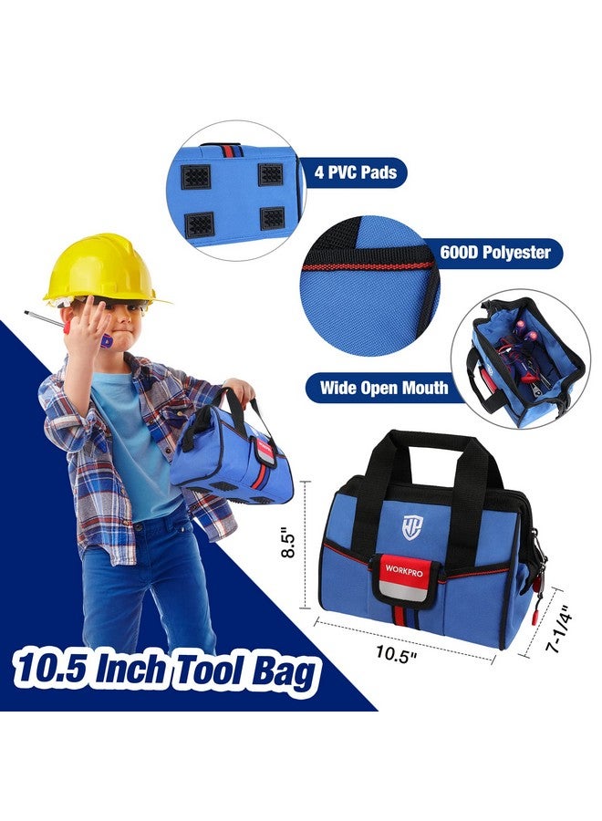 WORKPRO 9 Piece Kids Real Hand Tool Set Blue Junior Tool Kit With Storage Bag For Boys Girls Children Diy Building And Woodworking Age 8+  - Image 5