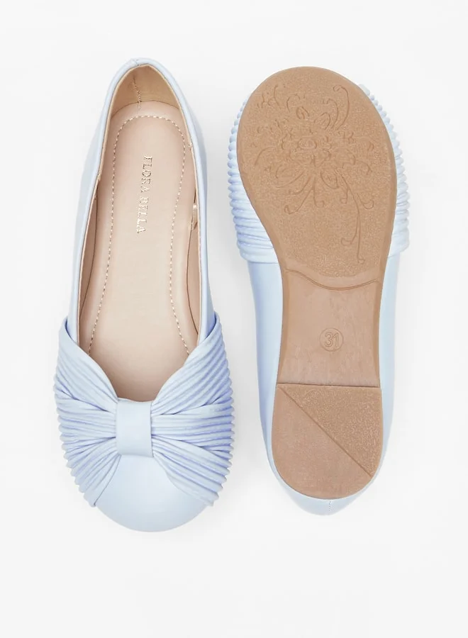 فلورا بيلا من شو إكسبرس Girl's Bow Accent Slip-On Round Toe Ballerina Shoes