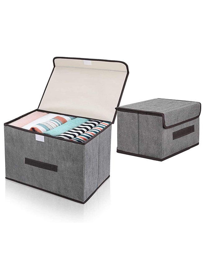 Loquat Pack Of 2 Foldable Storage Box With Lid Multicolour 36x23x24cm - Image 3