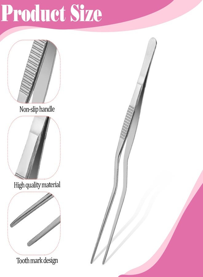 Alrhso 5 Pcs Kitchen Tweezers Cooking Tongs 6.3 Inch Stainless Steel Chef Culinary Tweezers with Non-Slip Grip and Precision Serrated Tips for Cooking, Frying, Plating, Pasta, BBQ, Cookie Decorating - Image 3
