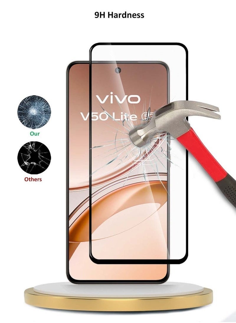 Raxoom vivo V50 Lite 4G 2025 Premium E2E Series Tempered Glass Screen Protector â€“ Full Cover Clear/Black with Full Glue Adhesion, 9H Hardness Anti-Scratch Protection, Ultra-Clear Display, Bubble-Free Installation - Image 2